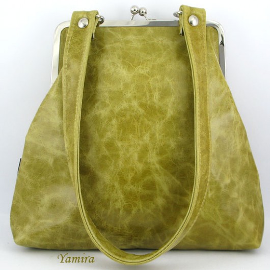Torbka XL :: olive natural leather :: yamira