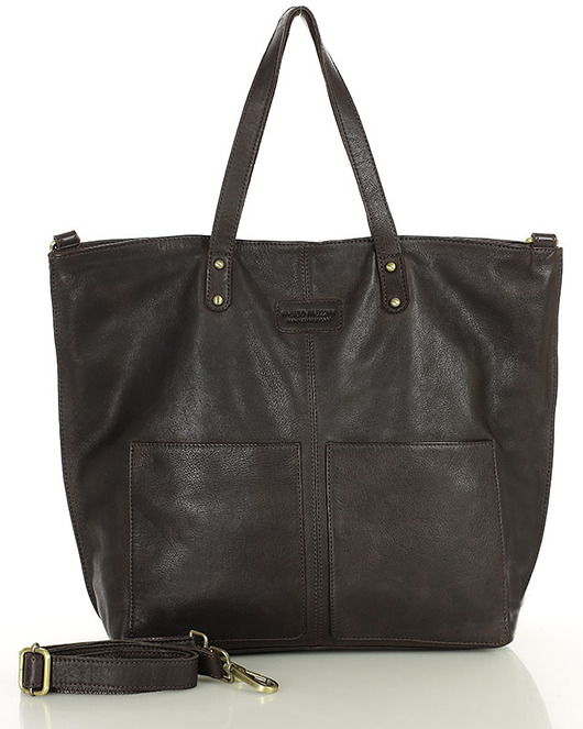 torby na ramię Torebka skórzana brązowa duża typu shopper - MARCO MAZZINI