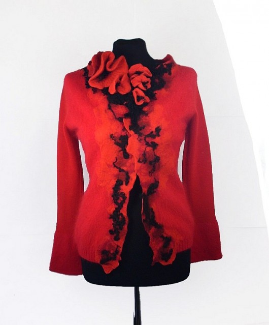 Jedwabnofilcowy Cardigan Sweterek: S / M filcant
