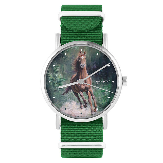 zegarki unisex Zegarek - Koń las - zielony, nylonowy