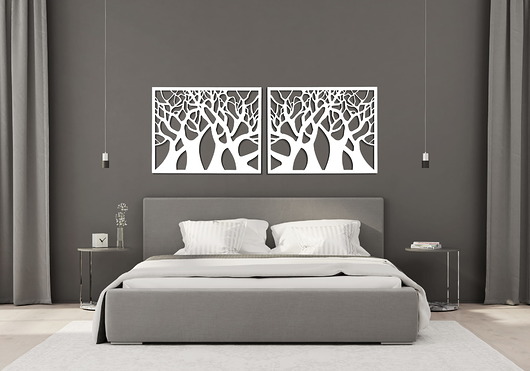 Ozdoby na ścianę DEKORACYJNY PANEL AŻUROWY, DRZEWA, DEKORACJA ŚCIENNA 3D, ORNAMENT,50 x 70 cm 