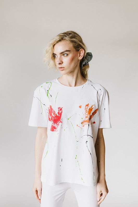 t-shirt damskie T-shirt Painting White