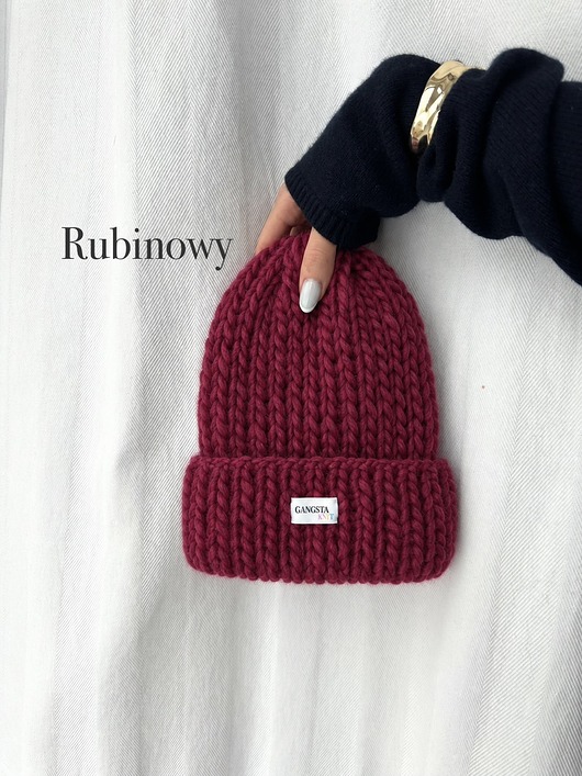 czapki damskie Czapka Lily 100% wełna *rubinowy*