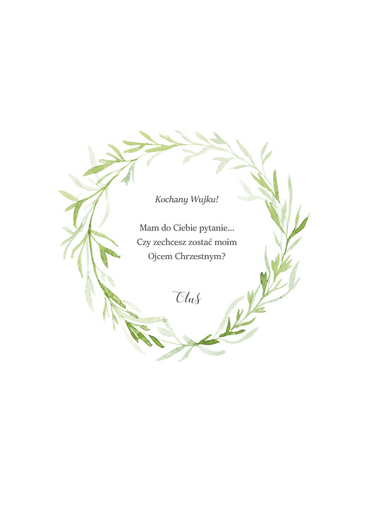 kartki, zaproszenia na chrzest Zapytanie na chrzest - laurowe