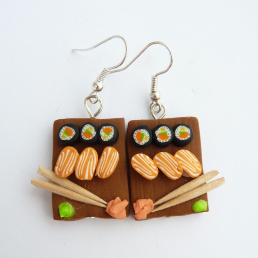 Tace z sushi kolczyki srebro Lemon Lovely