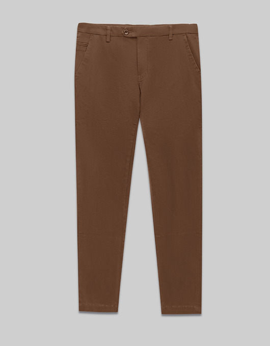 spodnie męskie Męskie spodnie sagliano karmelowy slim fit
