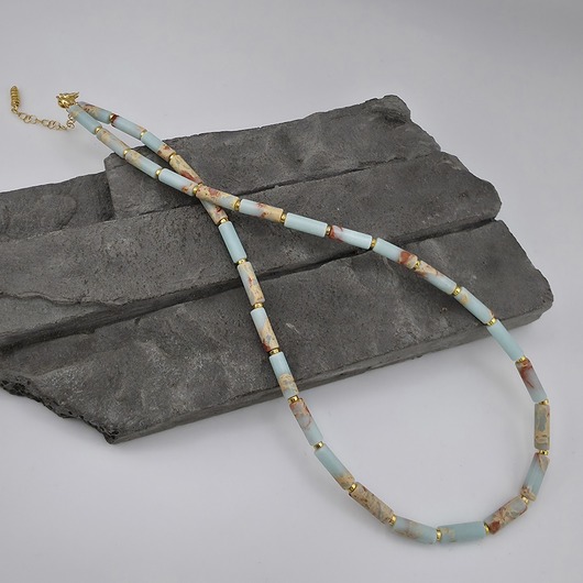 korale Jaspis w złocie - naszyjnik