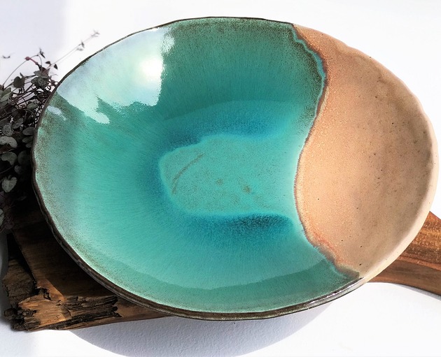 patery i talerze Duża patera ceramiczna ręcznie robiona - Rajska Plaża
