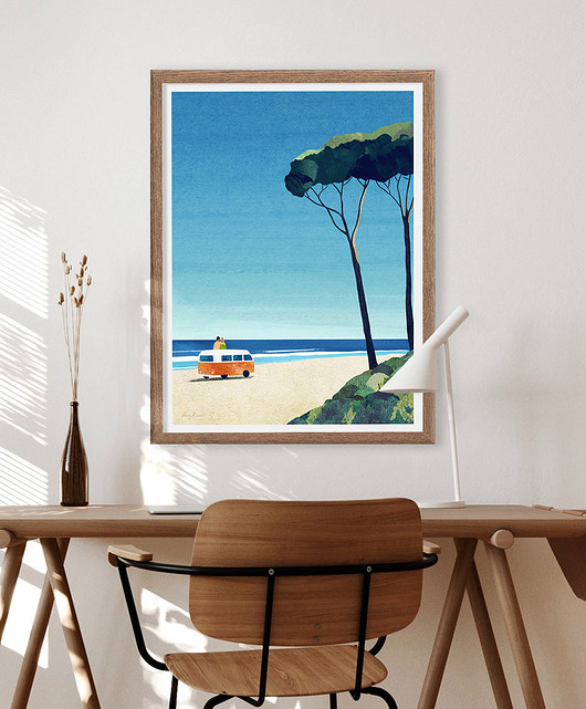 plakaty Wyprawa kamperem - plakat 50x70 cm - Nad morskim brzegiem