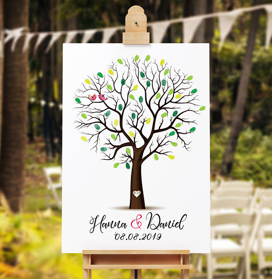 księgi gości i albumy ślubne Obraz na płótnie Drzewo wpisów gości + 3 tusze