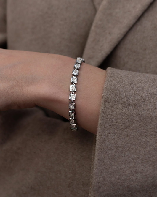 bransoletki złote Srebrna bransoletka z cyrkoniami ze stali chirurgicznej premium Paraiso Amadora