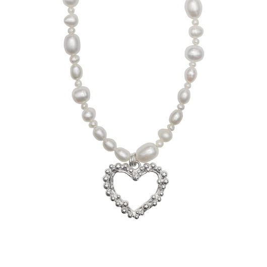srebrne naszyjniki Naszyjnik Serce Otulenie perły