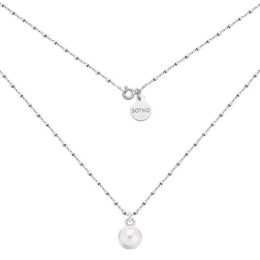 srebrne naszyjniki Srebrny naszyjnik z perłą SWAROVSKI CRYSTAL