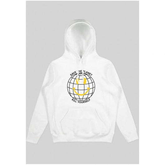Bluza Save Planet White Hoodie Back to Black