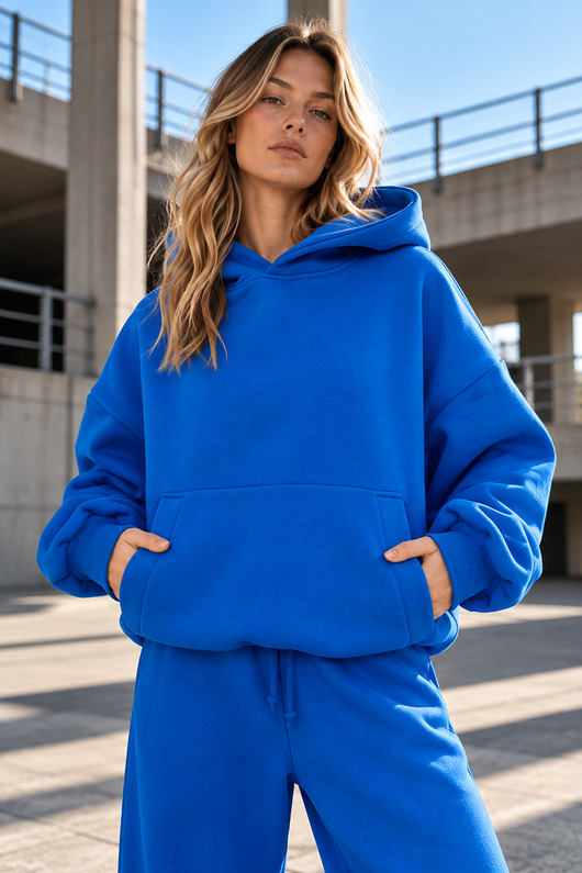 bluza z kapturem damska Bluza - 330 GSM Niebieski