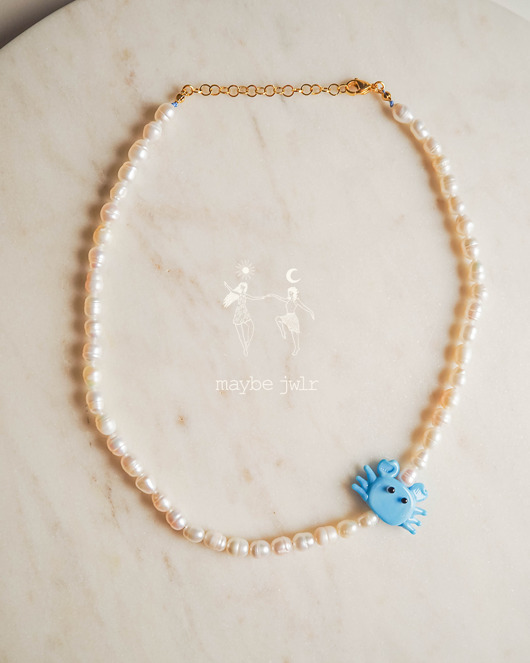 bransoletki złote Naszyjnik z pereł naturalnych z krabem