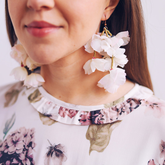 Długie kolczyki kwiaty - maxi,boho,hippie Olga POKRYWKA