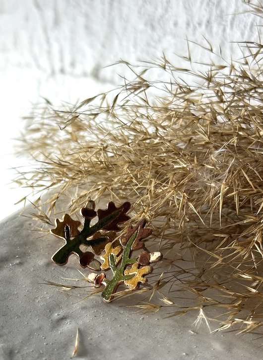 kolczyki z miedzi Kolczyki Gałązki Handmade