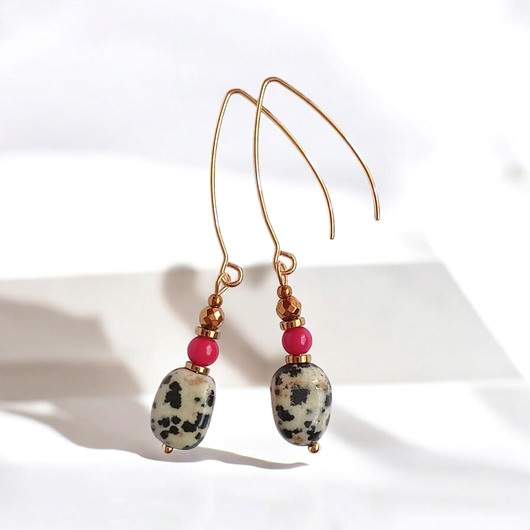 kolczyki z kamieniami Kolczyki : INDIA : jaspis, koral : bigle rybki