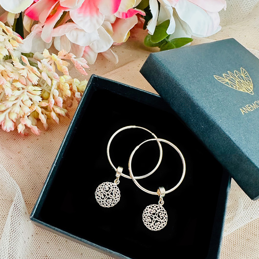 kolczyki srebrne Kolczyki rozety , kolczyki srebrne koła