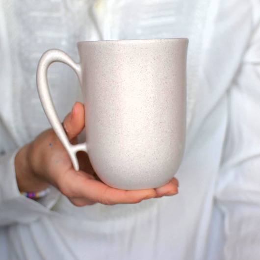 kubki Duży Kubek Kremowy Ecru Ceramiczny 500ml