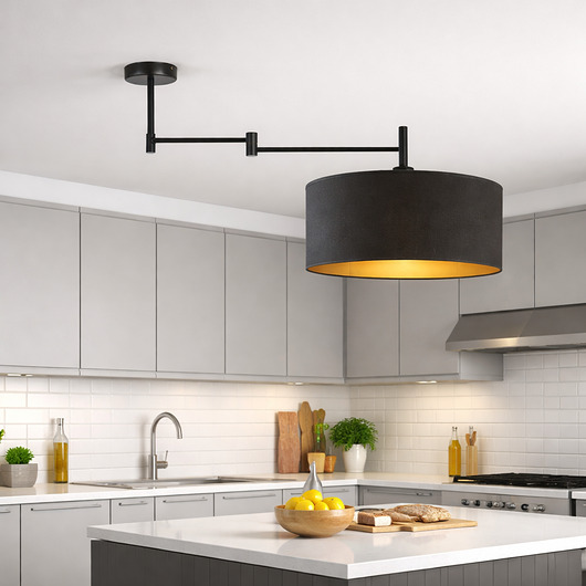 plafony Czarna lampa sufitowa na wysięgniku ruchomym RANGUN GOLD w stylu glamour