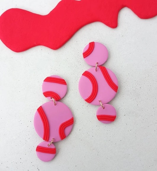 kolczyki z masy plastycznej Kolczyki Noodle Pink