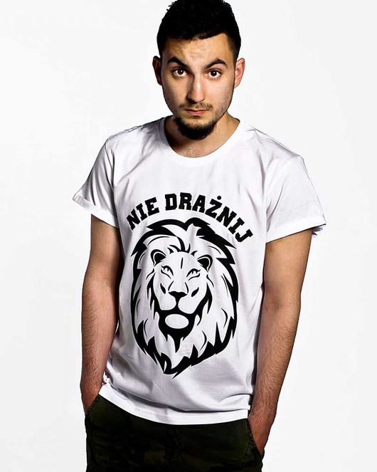 t-shirty męskie Śmieszna Koszulka męska Nie drażnij Lwa