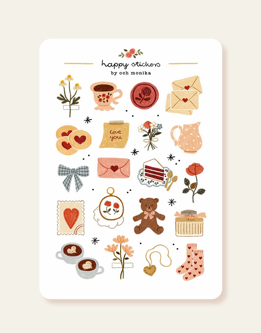 naklejki i wlepy Słodka Miłość - arkusz papierowych naklejek A6