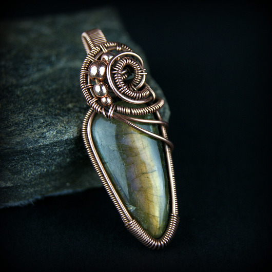 wisiory Wisiorek wire wrapping z labradorytem