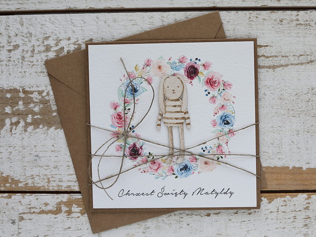 kartki, zaproszenia na chrzest Oryginalna kartka z personalizacją na chrzest dla dziewczynki i chłopca - pom