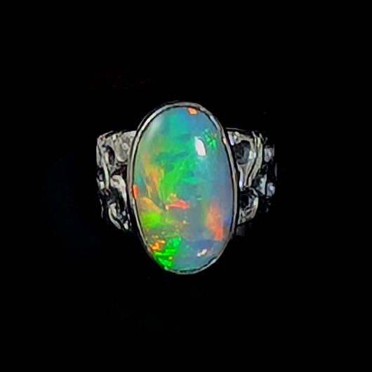 pierścionki srebrne Pierścionek iskrząca tęcza w opalu