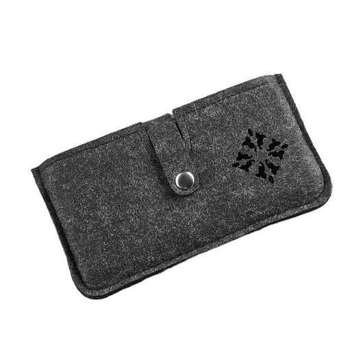 etui na telefon Filcowe etui na telefon z ażurem - zapinane na nap - grafitowe