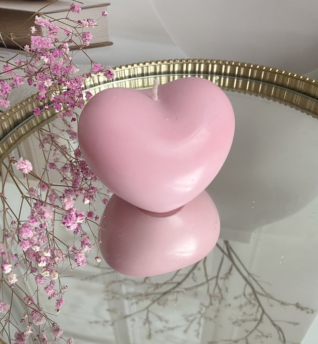 świeczniki i świece Świeca ekologiczna sojowa dekoracyjna "Sweet Heart" 60x80mm różowa