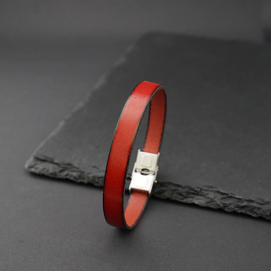 biżuteria męska Bransoletka skórzana czerwona (10mm)