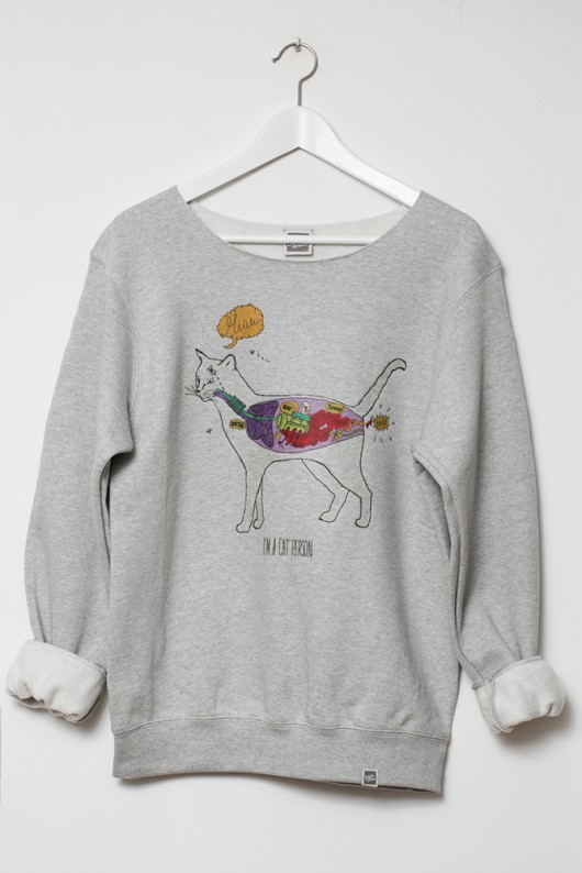 bluza z surowym wykończeniem I'm a cat person XL SzaraBluza