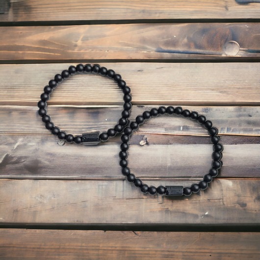 bransoletki z kamieni naturalnych KOMPLET dla PARY : turmalin, onyks : ochrona, siła