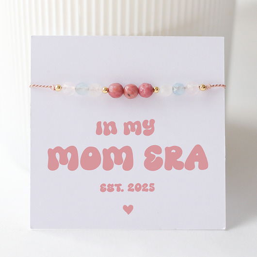 bransoletki na sznurku In My Mom Era, Prezent dla Przyszłej Mamy, Bransoletka na Zdrową Ciążę