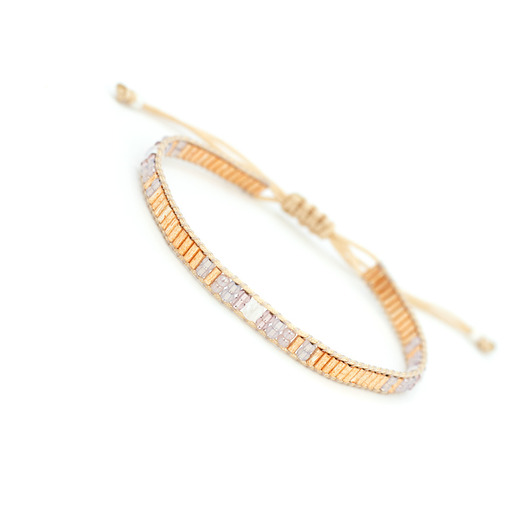 bransoletki ze szkła Bransoletka damska z koralików - różowe złoto - zamówienie specjalne