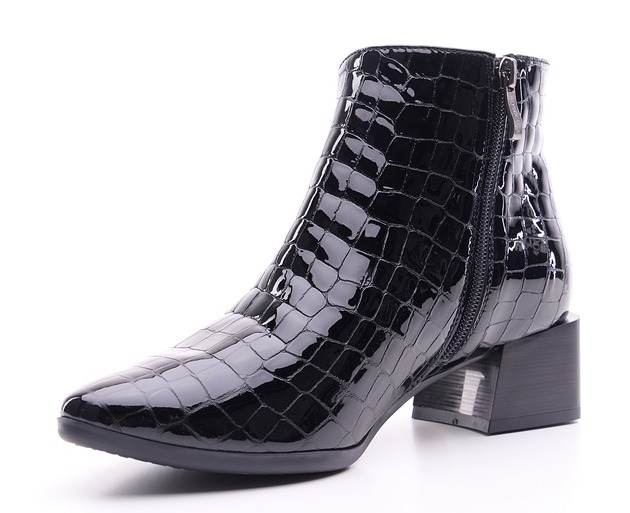 botki damskie Botki skórzane - kroko   (7182)