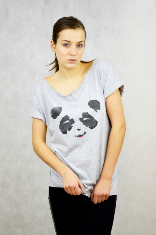 PANDA FARBA - Koszulka Oversize szara T-shirt GAU great as You