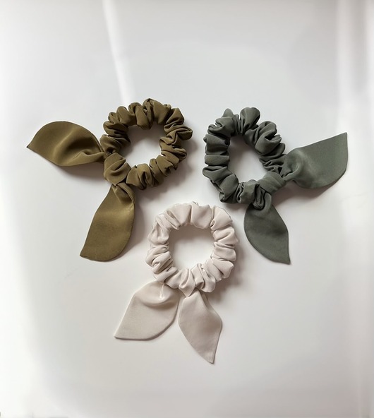 gumki do włosów Zestaw 3 gumek scrunchies z odwiązywanymi uszkami