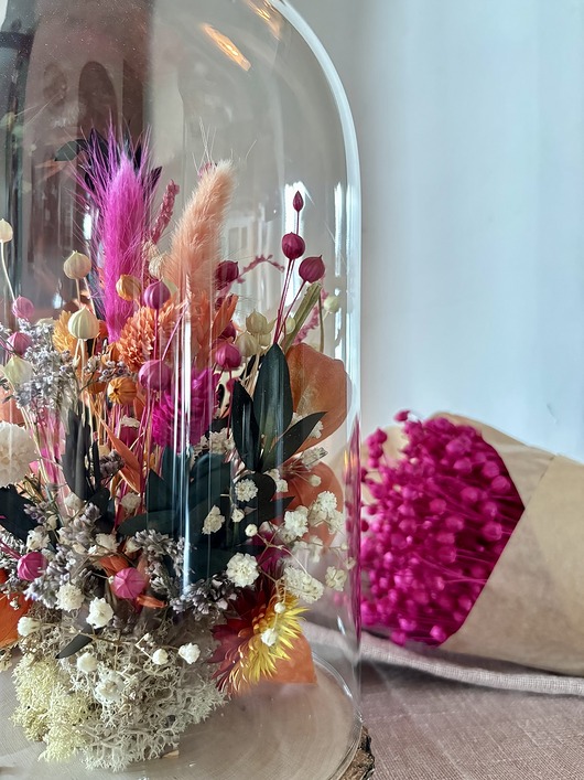 dodatki - różne Kopuła szklana dekoracja suszone kwiaty