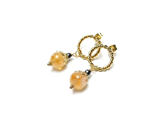 kolczyki z kamieniami Kolczyki Alloyc Collection - Cytryn i spinel 
