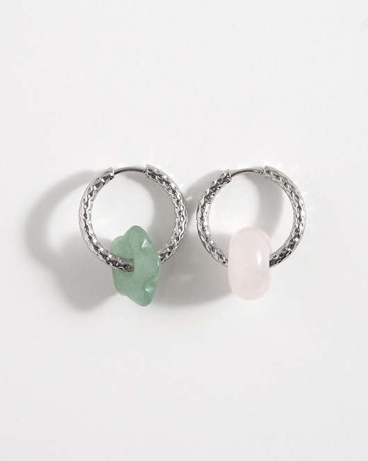 kolczyki z kamieniami Srebrne kolczyki koła z zawieszkami