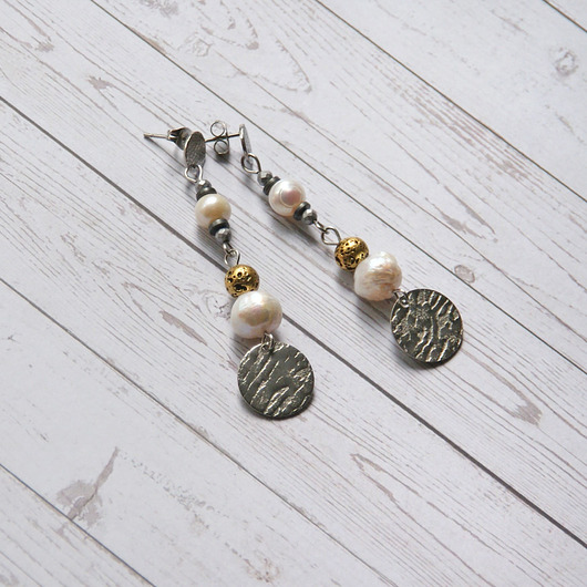 kolczyki z kamieniami UNIKATOWE kolczyki : perły