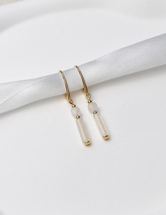 kolczyki pozłacane Kolczyki pozłacane - Kamień Księżycowy, Biały Agat