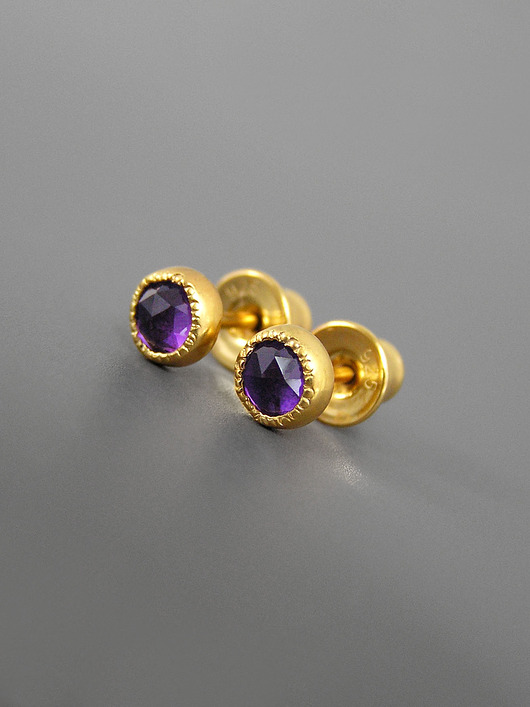 kolczyki pozłacane Kolczyki z ametystem, srebro pozłacane