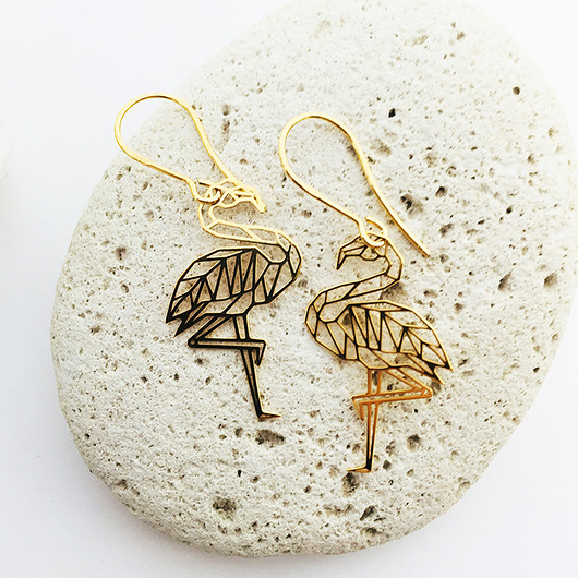 kolczyki pozłacane Kolczyki złote flamingi, kolczyki z flamingami
