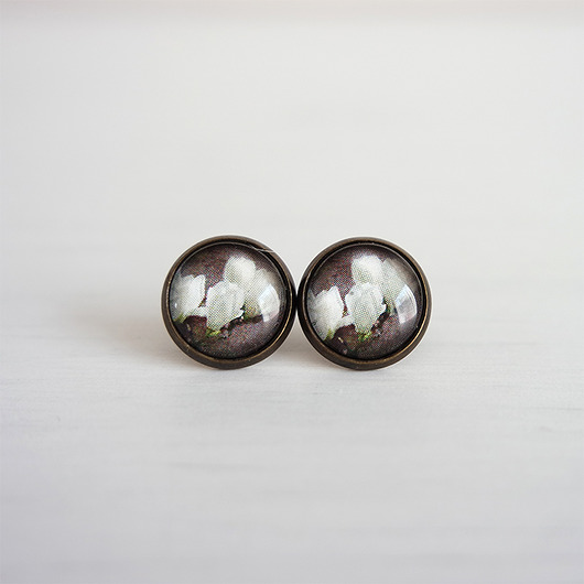 kolczyki szklane Kolczyki - Magnolia - sztyfty, małe